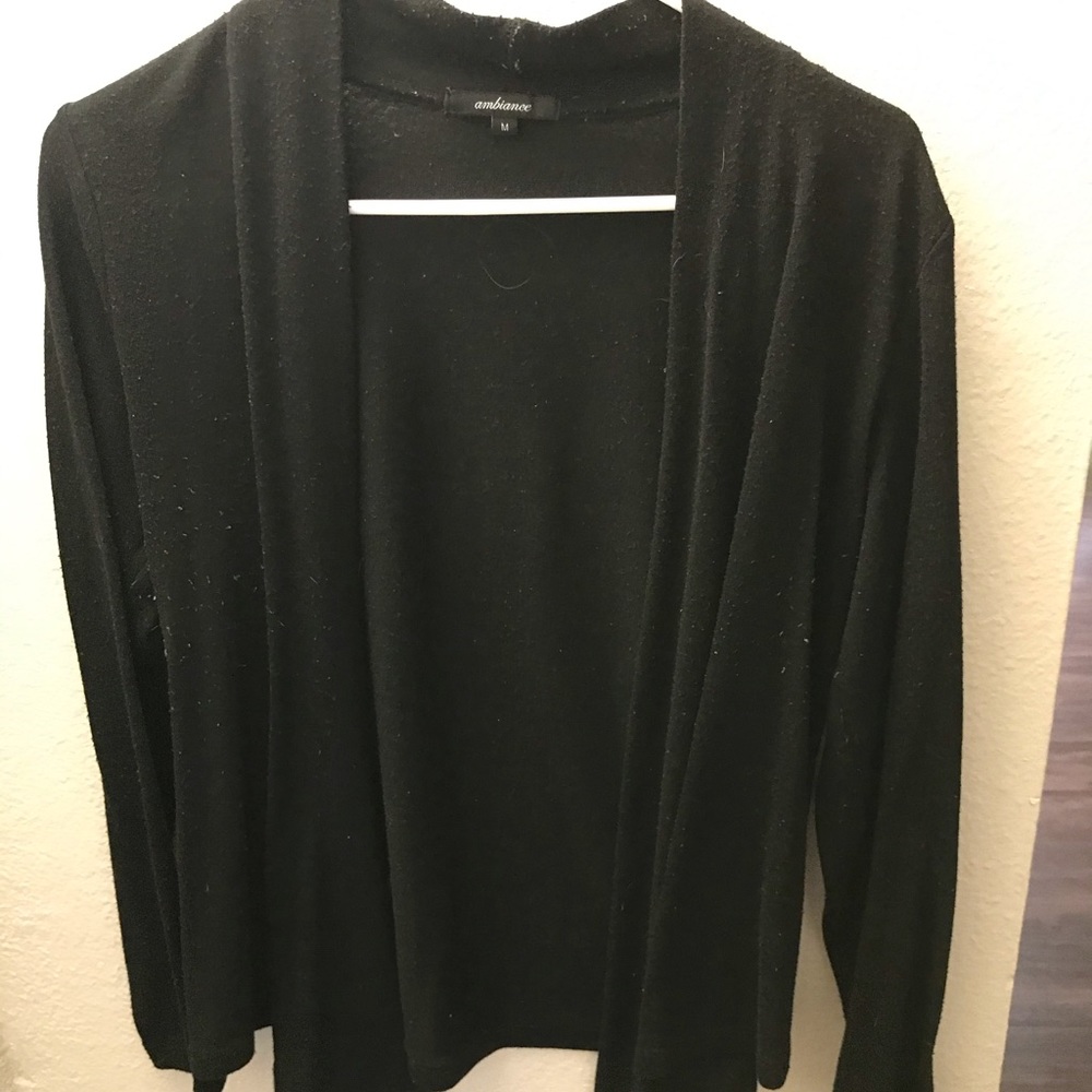 Black open cardigan